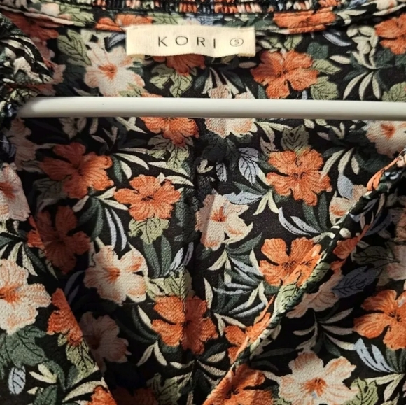 Kori Womens Boho Floral Sheer Dress Multi-Color V-Neck  Size Small - Picture 3 of 4
